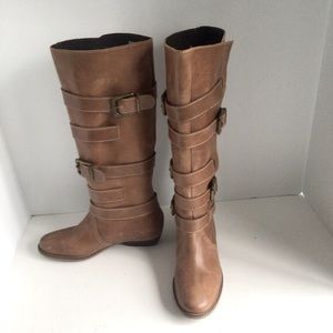 Diba leather knee-high buckle wrap around straps boots Size 37